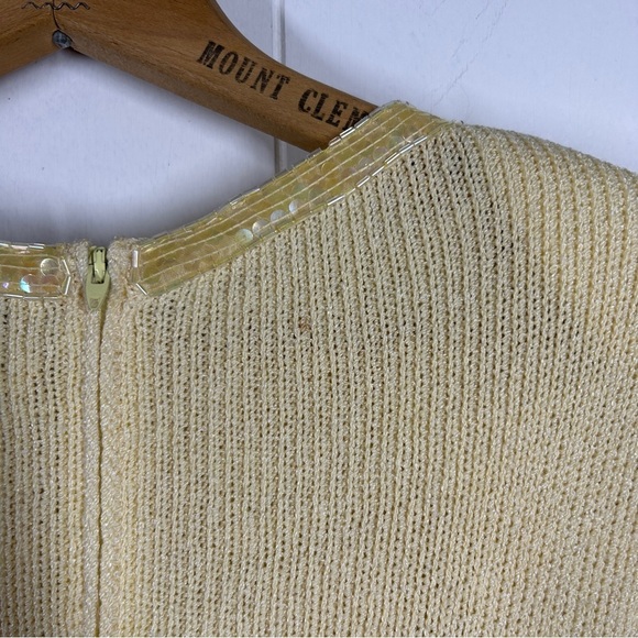 VTG Don Sayres for Wellmore Yellow Wool Blend Floral Beaded Dress 1 (XS) - Picture 6 of 7